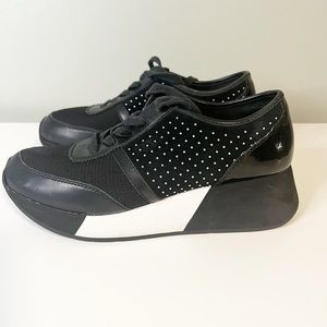 Donald J Pliner Payce Suede Studded Platform Wedge Sneaker